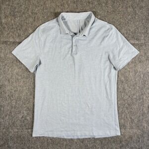 Lululemon Evolution Golf Polo Shirt Men's Medium Light Blue Short Sleeve